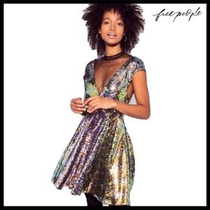 FREE PEOPLE FIT AND FLARE SEQUIN MINI DRESS